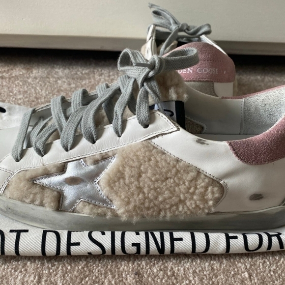 SOLD! RARE Golden Goose Sneakers Size 38 Pink and White Shearling - Picture 3 of 10